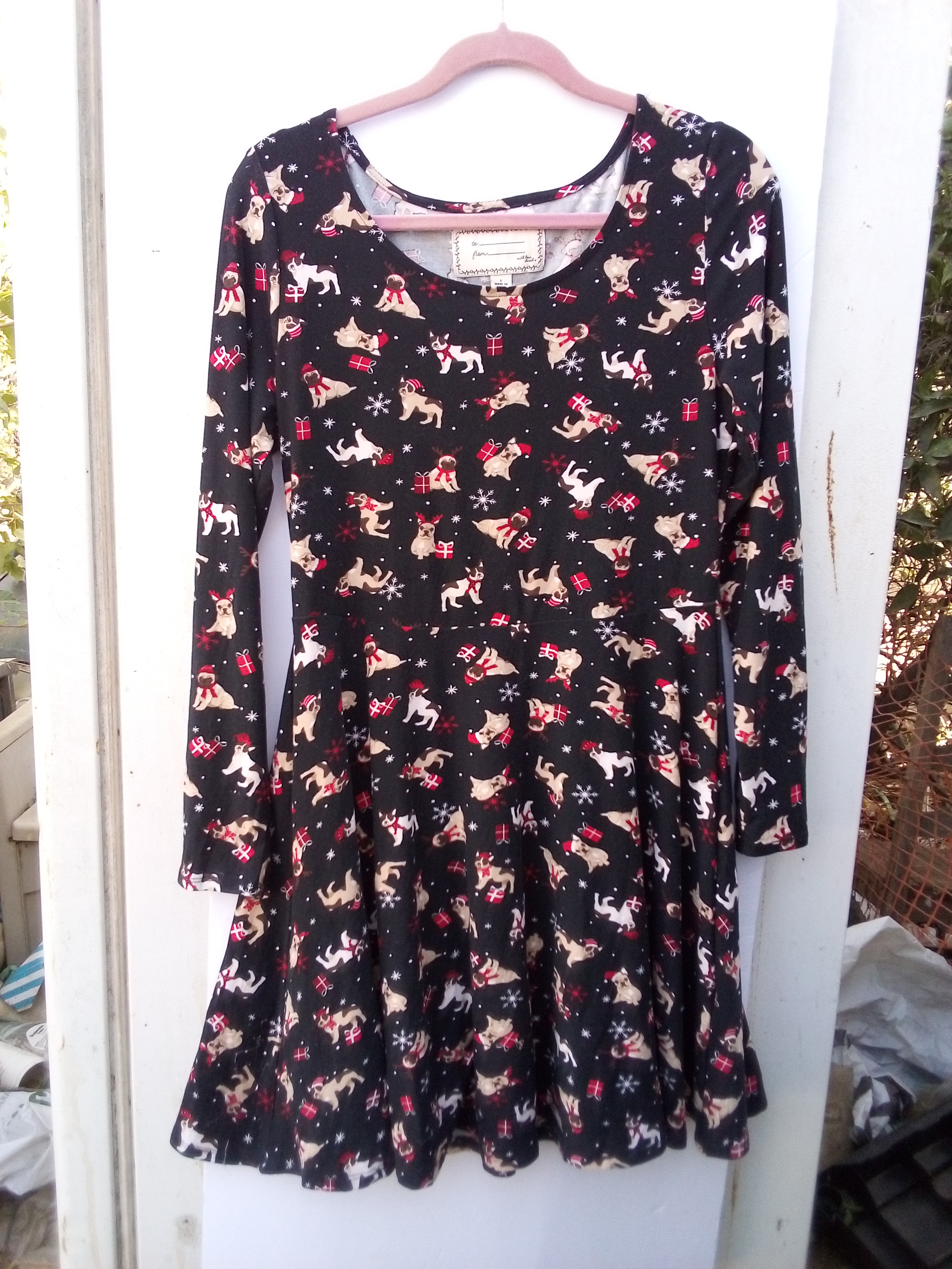 Cute Pug Christmas Dress - Large
